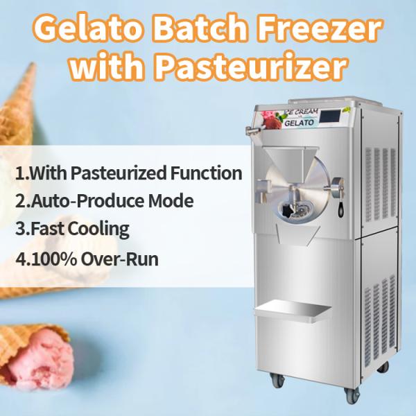 Pasteurized Hard Ice Cream Machine Pasteurizer Gelato Batch Freezer Heat and Freeze Combined Italian Ice Machine