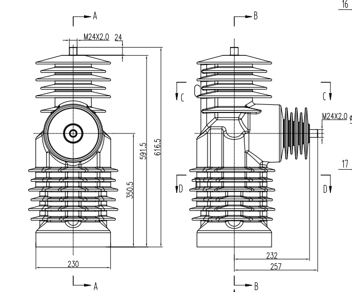 High Voltage Vacuum Circuit Breaker with Ceramic Capacitors Embedded Pole for 11 kV to 40.5 kV and 20-Year Service Life
