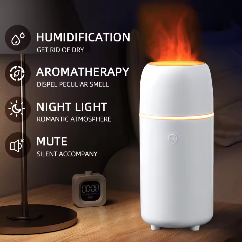 Mini Portable USB 100ml Household Aroma Diffuser Air Humidifier Mist Diffusor With Simulation Flame Night Light for Car