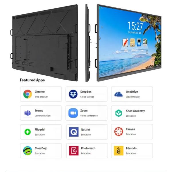 75 Inch All In One PC Smart Interactive Whiteboard 4k Touch Screen Panel For School