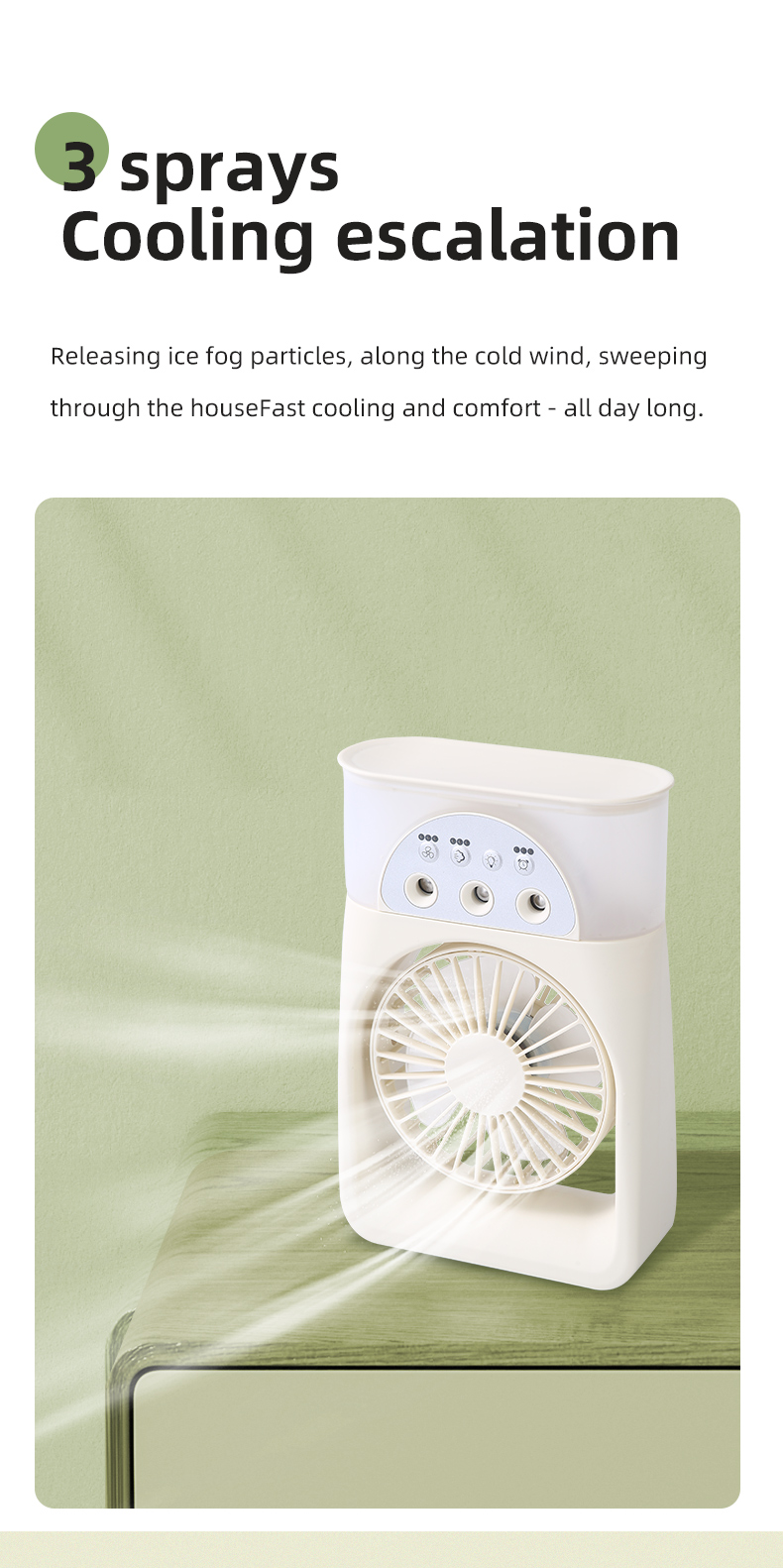 Customization Adjustable Wind Direction Small Cool Mist Water Spray Fan Portable Mini Air Conditioner for Room