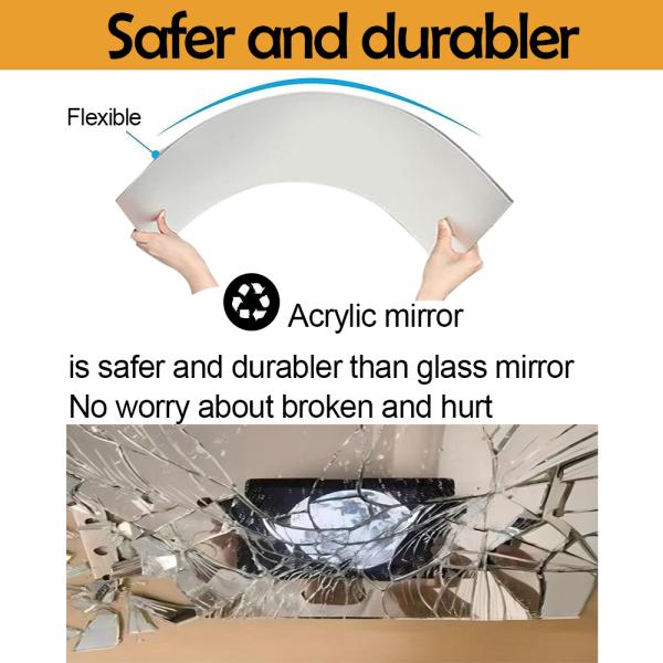 Modern Wall Mirror Unbreakable Acrylic Letter Dressing Shape Soft Silver Mirrors Sticker