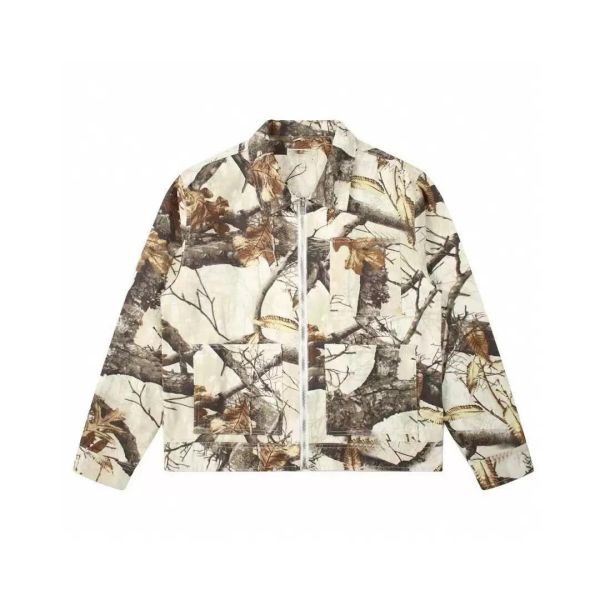 Custom 3D Printed Zip up Camouflage Polyester Wadding Jacket Men's Windproof Canvas Cargo Jacket for Spring Autumn High Street