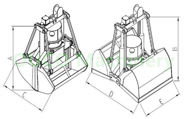 Clamshell Bulk Cargo Electro Hydraulic Grab Bucket
