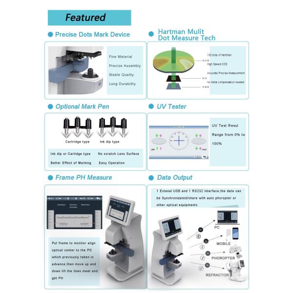 Ophthalmic Equipment Auto Lensometer optical vertometer digital lensmeter Auto Lens meter with PD and Printer