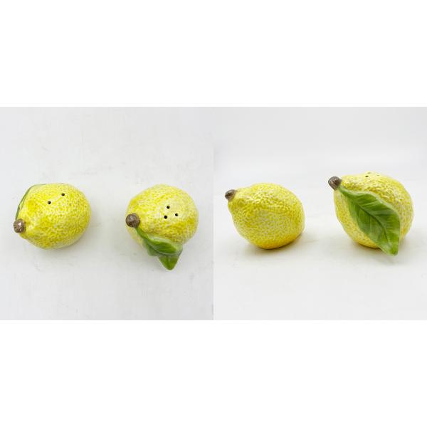 Ceramic Fruit Spice Jar Lemon Shaped Salt And Pepper Shaker Set Customized