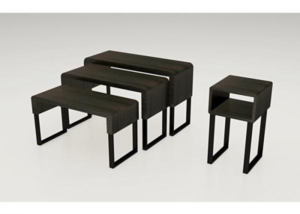 Black Recyclable Nesting Display Tables Easy Assembly Floor Standing For Clothing Shop
