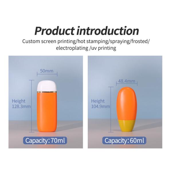 Sunscreen Empty Bottle Packaging 50ml Custom Customized Color Flat Oval Squeeze High Quality Foundation Bottle 50ml Can Custom
