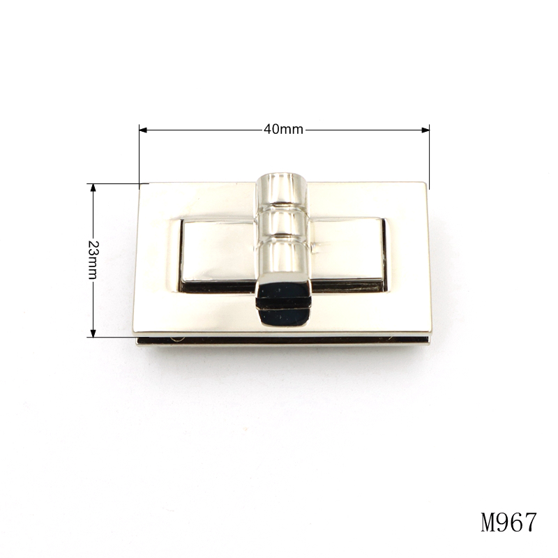 40mm Metal Bag Lock Nickel Plated Handbag Lock Hardware Rectangular