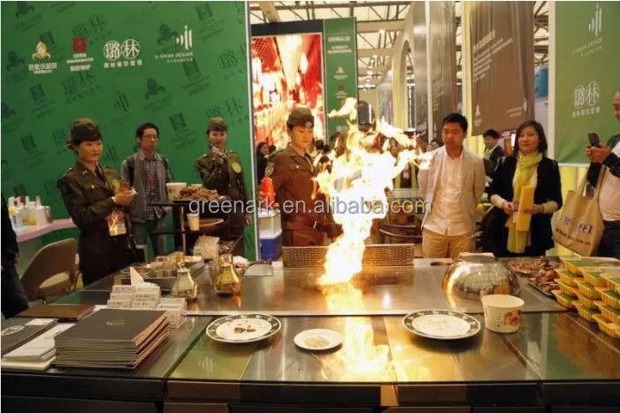 For Hotels and Restaurants Round Kitchen Teppanyaki Griddle Table