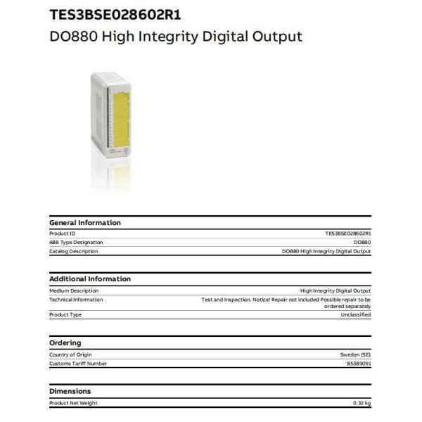 DO880 3BSE028602R1 ABB Digital Output Module