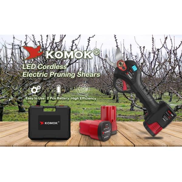 KOMOK Cordless Electric Pruning Shears 2000mAh Battery For Branches Cutting