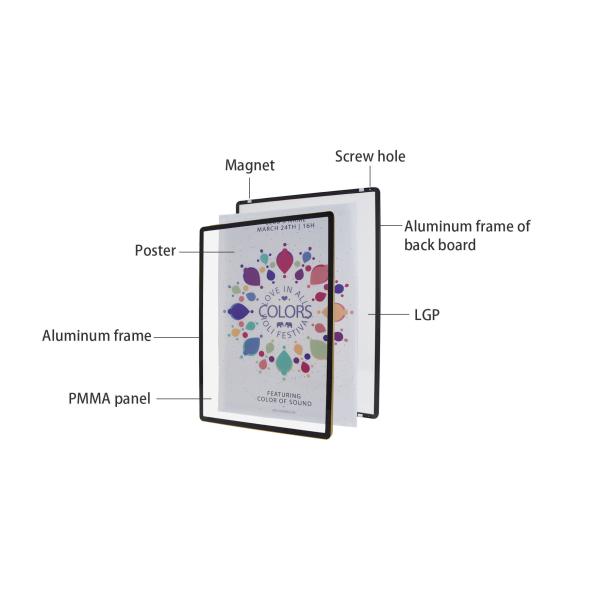 Electroplating Surface LED Photo Frame Light Box For Retail Shop , Office
