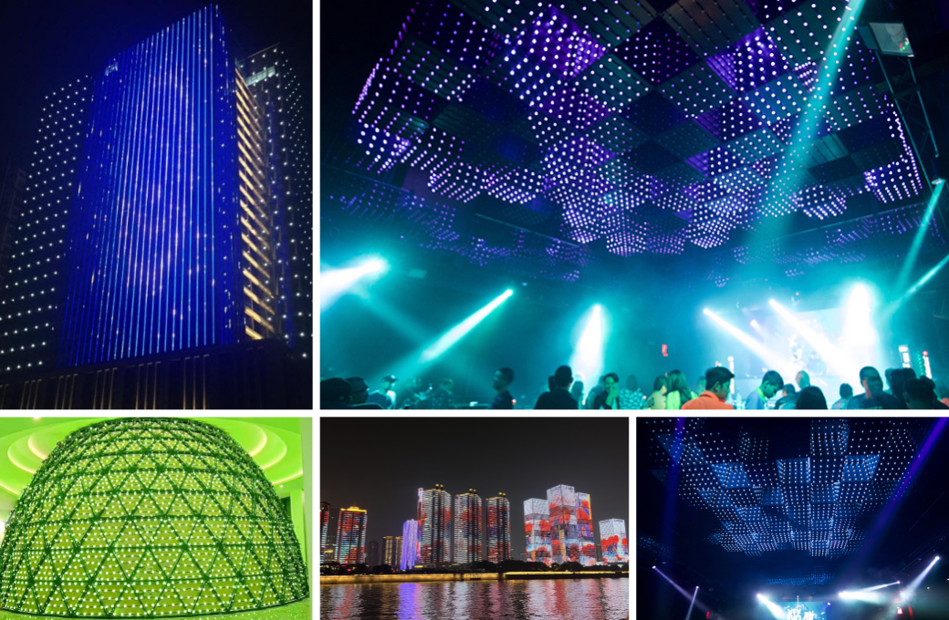 50mm 60mm RGB Programming LED Dot String Lights for Facade Stage Lighting