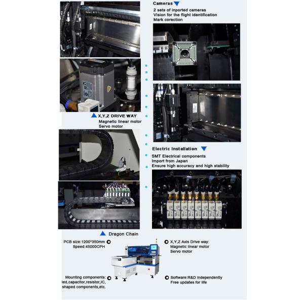 High-Precision SMT Mounting Machine: 1200*500mm PCB Assembly 45000CPH