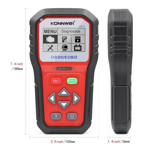 Support OBDII EOBD 12V car Auto scan tool konnwei KW818 engine fault Code Reader Multi-language
