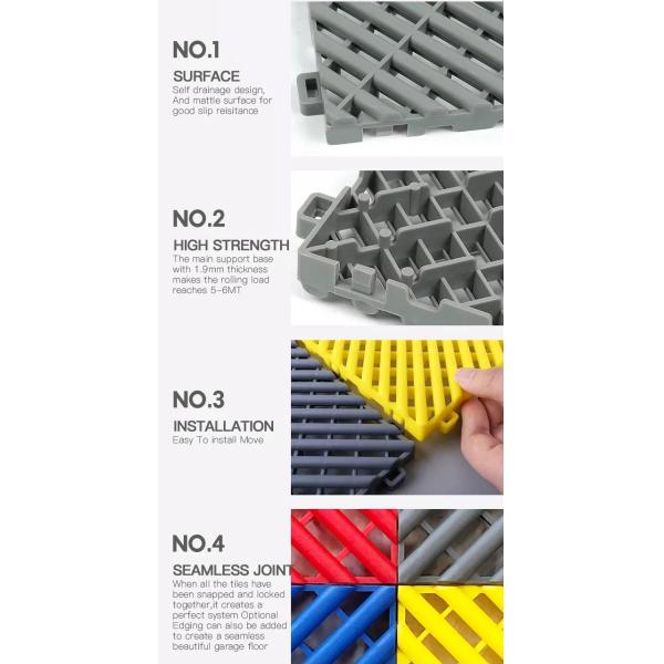 Plastic PP Interlocking Garage Flooring Multifunctional Purpose Rigid Modular Floor Tiles