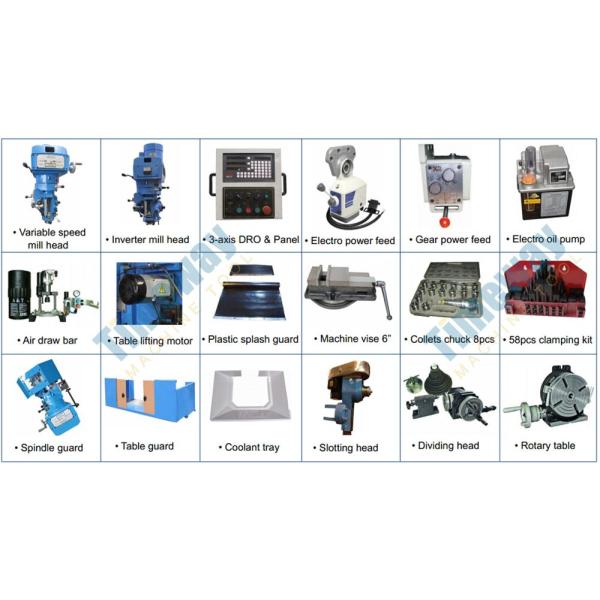 Variable Speed Universal Vertical Turret Milling Machine with 3.7KW Main Motor Power