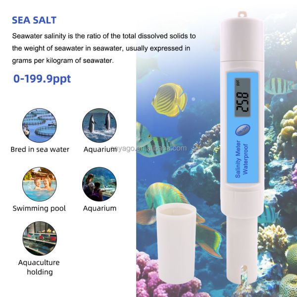 Waterproof Digital Salinity Meter with 0~199.9ppt Measurement Range and 0~50℃ Temperature Compensation