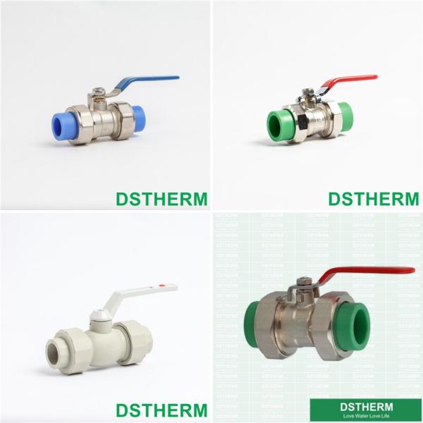 Ppr Brass Double Union Ball Valve Middle Type Water Flow Control Valve