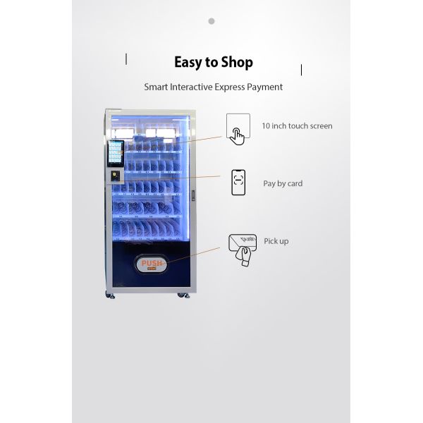 Snack Food Vending Machine Space Saving Slim Unit Perfect for High Traffic Small Locations in Corporate and Public Spaces