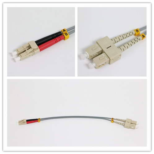 SC Armoured Fiber Optical Patch Cord Multimode Duplex With Red / Black Boot 0