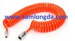 pneumatic PU coil air tube with asia type SP quick coupler, orange color, OD10mm