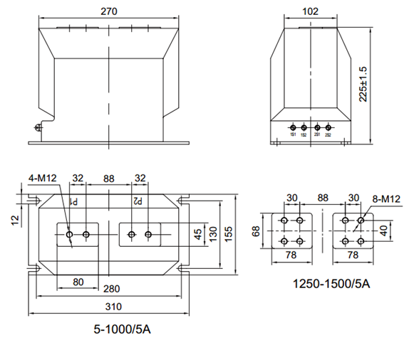 10KV Electrical Industrial Current Transformers -25°C - 55°C Operating Temp