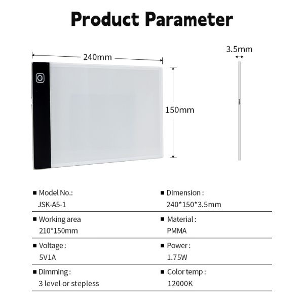 Micro USB 5V Led Light Pad 3 Levels Adjustable Brightness Multifunctional Copying Tracing Board Drawing Board Great Kids