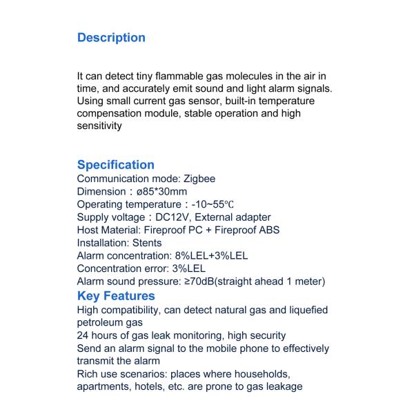Zigbee Gas Leak Sensor(SS-GA100)