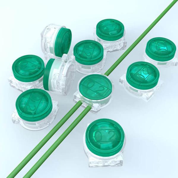 Gel Filled Green Butt Connector Terminals Clear Plastic Case