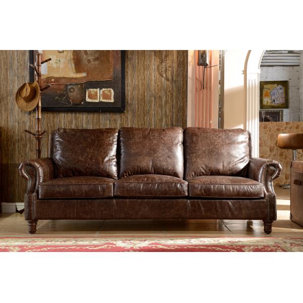 Dark Brown Real Soft Leather Sofa Set , 3 Seater Leather Sofa Couch Settee Sumptuous Type