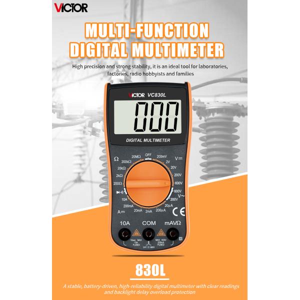 VC830L Manual Range VICTOR Digital Multimeter 1999 Counts Large Lcd Display small size pocket multimeter