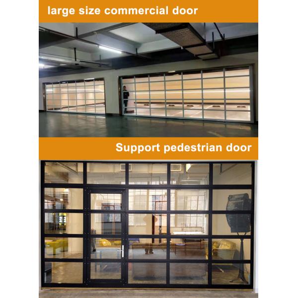 High Quality Modern Style Automatic Black Frame Garage Door Tempered Glass Reflective Black Color Home Use Including Motor