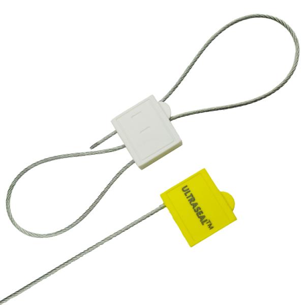 400mm Exposed Cable Length 2.0mm Diameter Pull Tight Locking Mechanism Orange Plastic Security Cable Seal