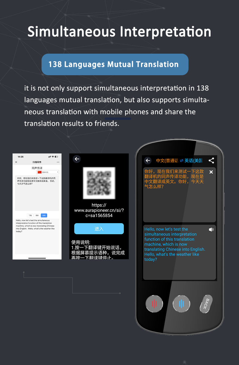 138 Languages Instant Multilingual Language Translator Two Way Language Interpretation Devices