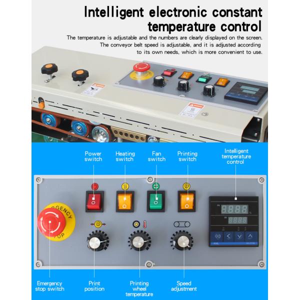 220V/110V Aluminum Plastic Bag Heat Sealing Machine with Continuous Solid Ink Date Print