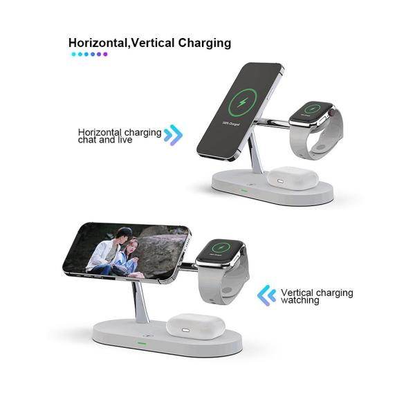 Multi-Functional 5-in-1 Wireless Charging Station with 2W Night Light and USB Output