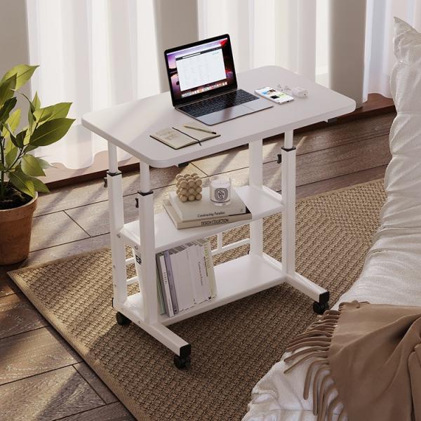 DNZ-16 Sofa Side Bed Student Study Table Adjustable Computer Desk Wood with Mobile Wheels Working Station