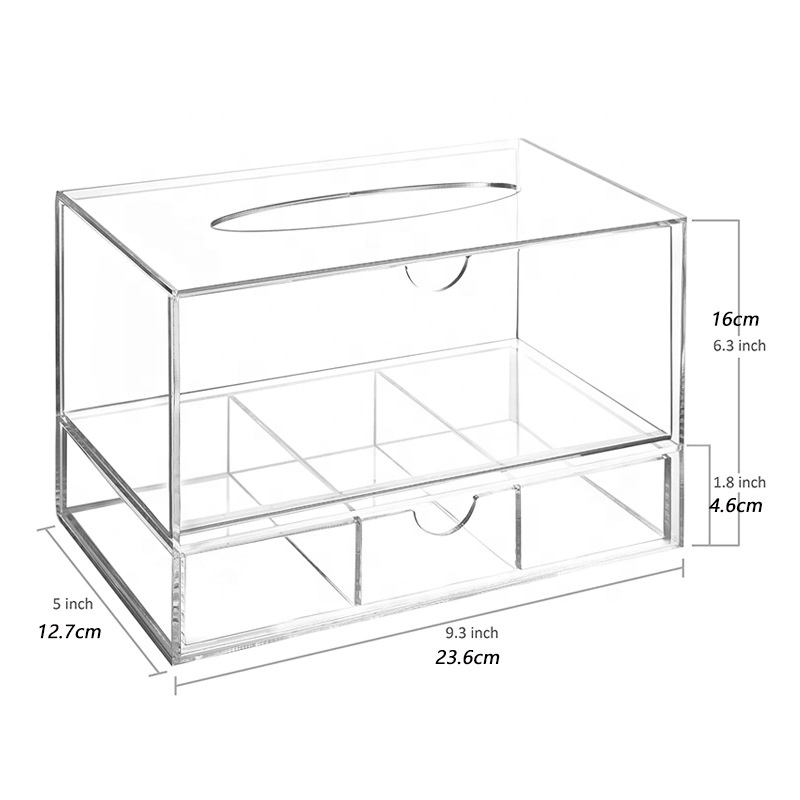 Customizable Pull-Out Double-Layer Acrylic Storage Box Multi-Functional Desktop Tissue Organizer for Home Office