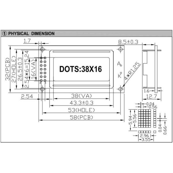 38*16 Character FSTN LCD Module St7066 With Backlight PCB Wide Temperature Industrial Display