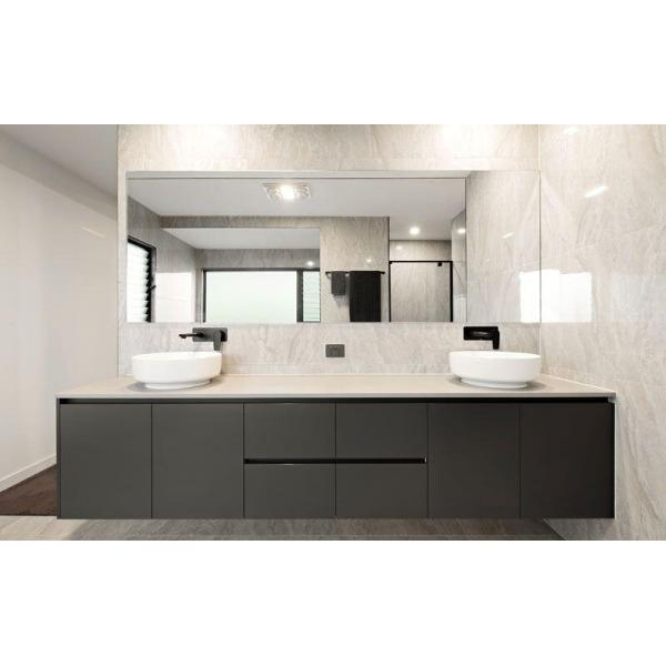 Customized Single Bathroom Vanity with Smart Mirror Minimalist Solid Wood Cabinet
