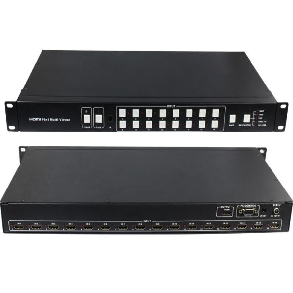 Quad RS232 16x1 HDMI MultiViewer Seamless Switcher ESD Protection