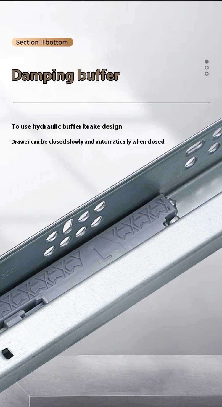 Modern Two-Section Silent Buffer Slide Drawer Soft Closing Iron Bottom Thickened Hidden Rail Bounce Support 10inch Living Room