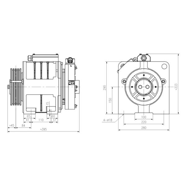 380V Or 220V High Performance Gearless Traction Machine For Elevator Suspension