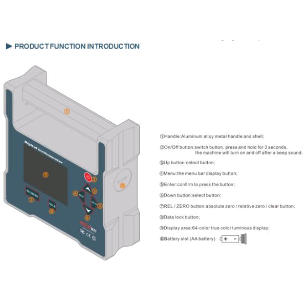 Real Industry Grade Portable Single Axis Precision Digital Inclinometer Big Range