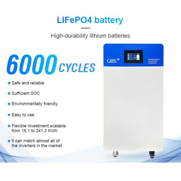 GBS Solar Wheeled LiFePO4 Deep Cycle Rechargeable Split Server Rack Battery Pack Kit 51.2V 314Ah CAN 6000 Cycles 5-Year 15-20KWH