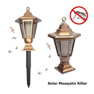 Quality Solar Mosquito Killer Hexagonal Path Light Outdoor Garden Pillar Mosquito Killer Lamp Gold Lawn Bug Zapper Lighting for sale