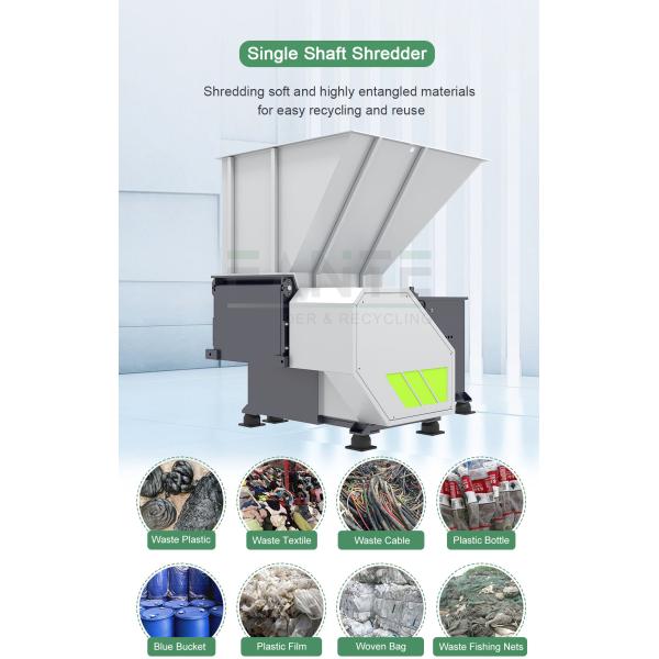 Efficient Mono Shaft Shredder for Processing Nylon Textiles Nets Plastic Blocks and Wood