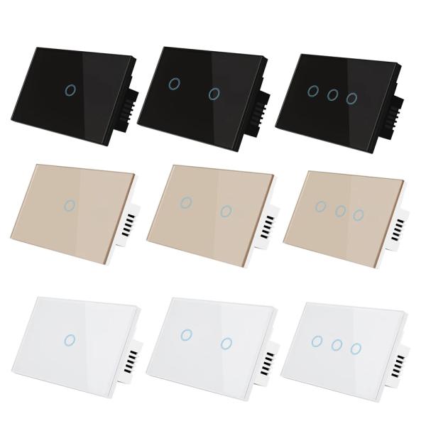 US 2Gang Single Live Wire118*74*35mm Touch Light Switch Fireproof Square PC Shell Power Sensor Buttons